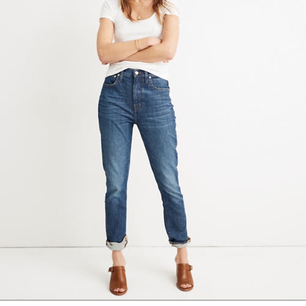 Madewell The High-Rise Slim Boyjean blue medium wash size 28